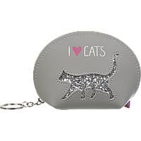 Кейс для монет ZiBi CAT LOVER,12,5x8,5x4,5 см, сірий (декор: глітерний кіт) (ZB.702203)
