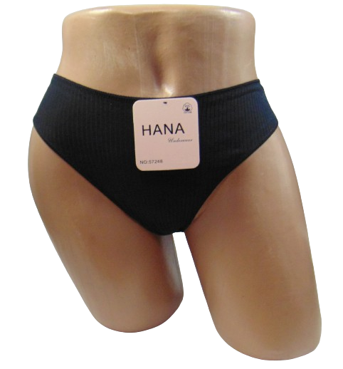 Труси бразиліана бавовна рубчик Hana 57248 L-XL чорні