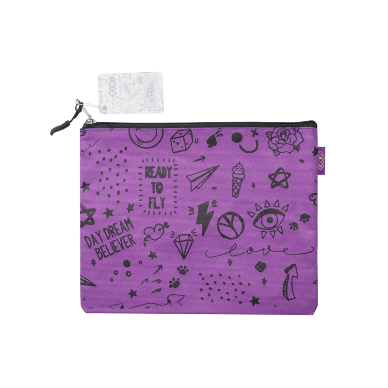 Папка для зошитів ZiBi School А5 24.5x20x1 см тканинна на блискавці фіолетова (ZB.705530-07)