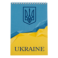 Блокнот на пружине сверху Buromax Ukraine А5 48л в клетку картонная обложка голубой (BM.24545104-14)