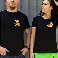 Парные футболки. Мужская и женская футболка с принтом две половинки сердца
