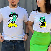 Парні футболки. Чоловіча та жіноча футболка з принтом Міккі Маус та Мінні Маус