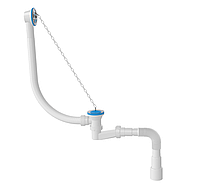 Сифон для ванни низький металевий ланцюжок вихід у каналізацію d32-40-50 (NP1521)