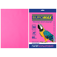 Бумага цветная Buromax, А4, 80г/м2, INTENSIV, малиновый, 50 листов (BM.2721350-29)