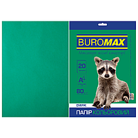 Бумага цветная Buromax, А4, 80г/м2, DARK, темно-зеленый, 20 листов (BM.2721420-04)