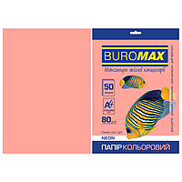 Бумага цветная Buromax, А4, 80г/м2, NEON, розовый, 50 листов (BM.2721550-10)