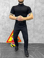 Костюм TG-OSPREY-S black короткий рукав, черный тактический костюм для полиции, летняя форма для полиции