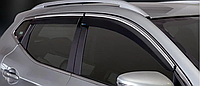 Дефлекторы ветровики окон Nissan Qashqai II 2014-2021 (скотч) Sunplex c хром молдингом