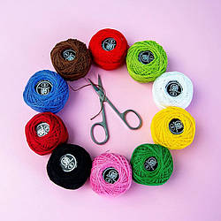 Набір ниток Ірис в мотках для в'язання та вишивки пряжа 12 бавовняних мотка ниток