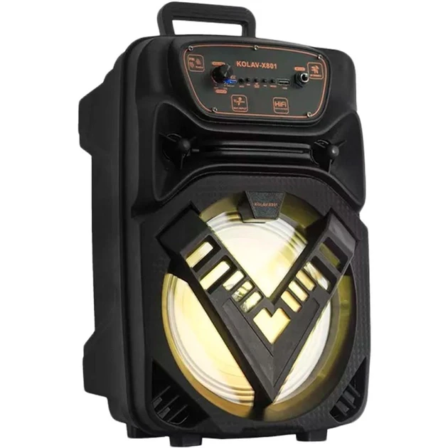 Акустика портативна Bluetooth Колонка KOLAV-X801 (FM-радіо, USB, AUX), Black