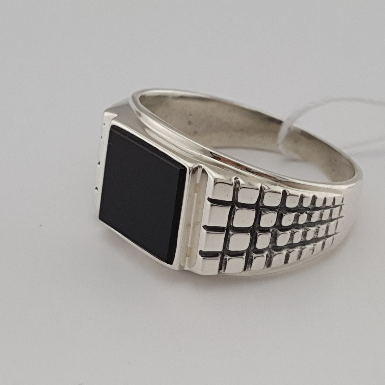 Чоловіча срібна печатка з оніксом 124 18 розмір, фото 1