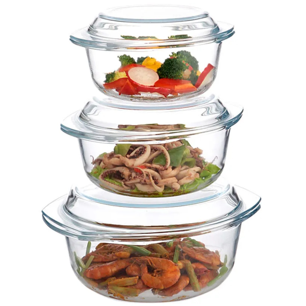 Набір скляних каструль A-PLUS 3 шт (1092) Круглих