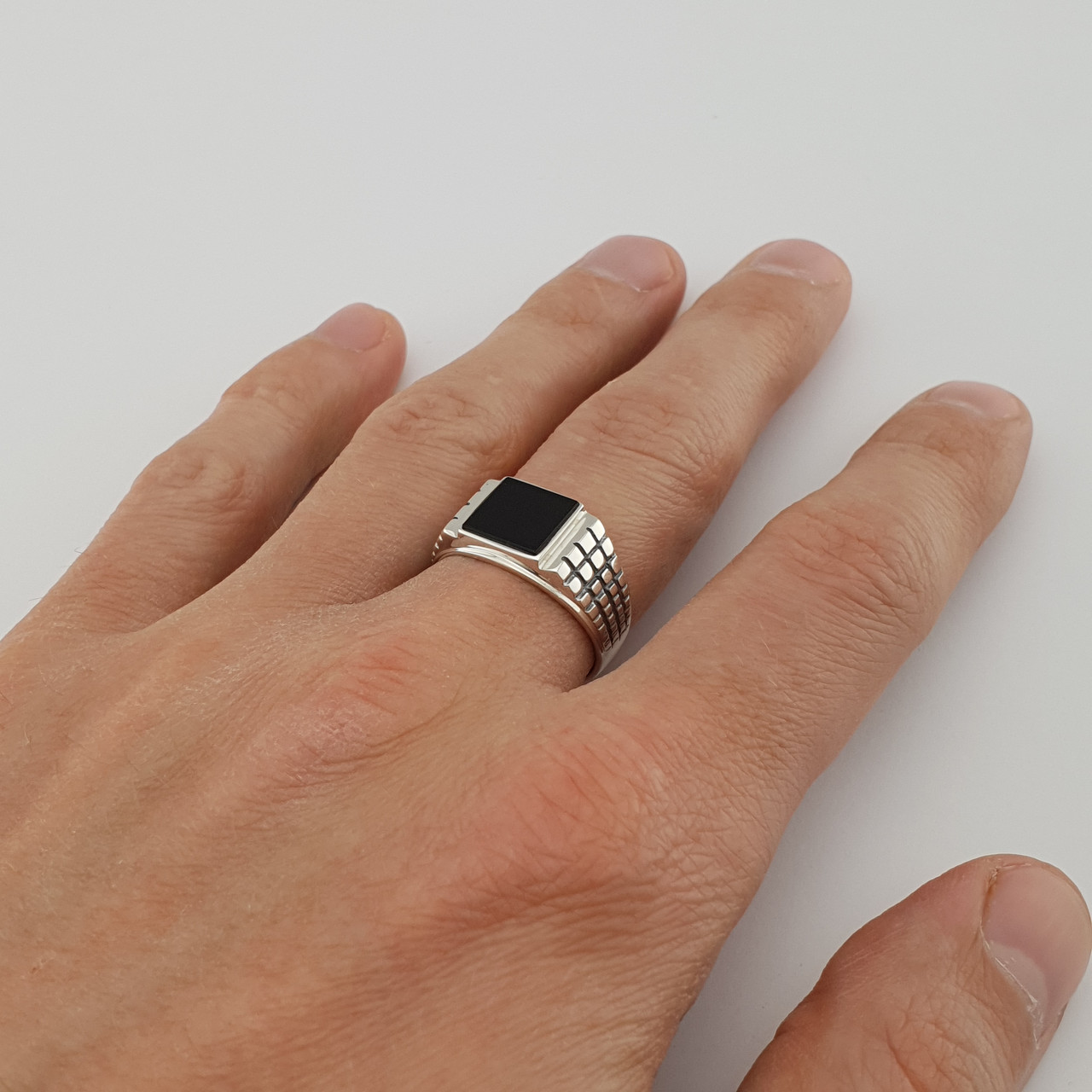 Чоловіча срібна печатка з оніксом 124 21 розмір, фото 1