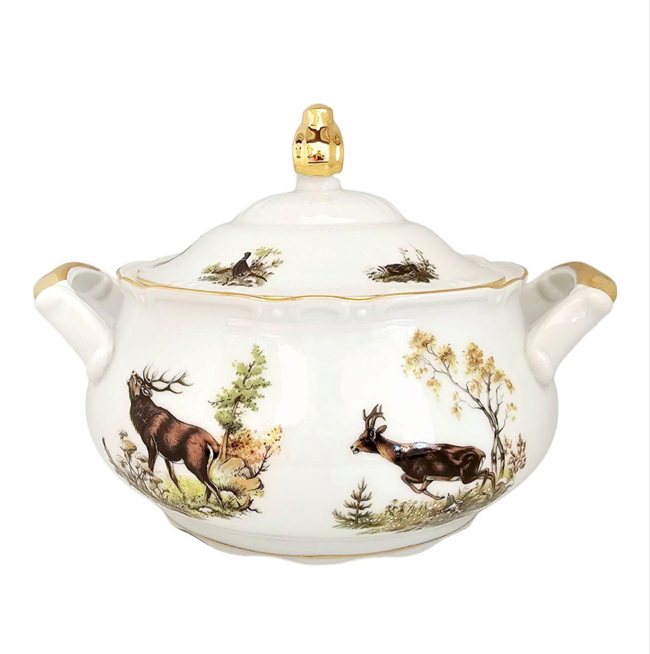 Супниця Gloria fine porcelain Bavaria Handwork Bayreuth Made in Germany Полювання, h-18,5 см, 2650мл (538-0012), фото 1