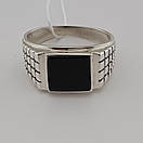 Чоловіча срібна печатка з оніксом перстень 124. 22,5 розмір, фото 8
