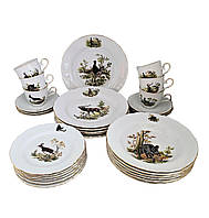 Сервиз обеденный Gloria fine porcelain Bavaria Handwork Bayreuth Made in Germany Охота 30 предметов