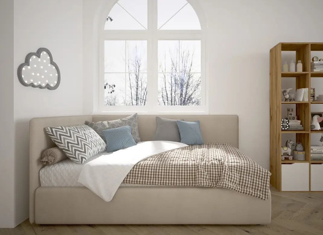 Ліжко односпальне для підлітка ліжка дитячі спальні з м`якою спинкою сучасні дитячі ліжка Оушен 2000х900 мм