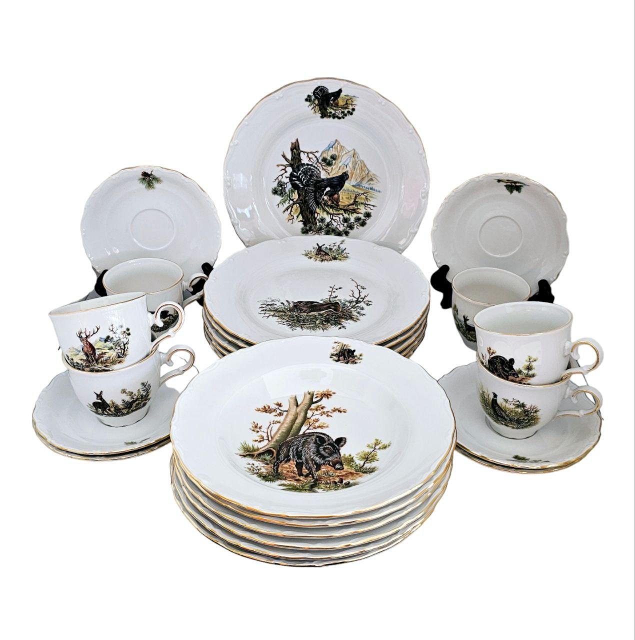 Сервіз обідній Gloria fine porcelain Bavaria Handwork Bayreuth Made in Germany Полювання 24 предмети