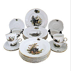 Сервіз обідній Gloria fine porcelain Bavaria Handwork Bayreuth Made in Germany Полювання 24 предмети