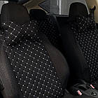 Накидки чохли на сидіння автомобіля з алькантари (Еко-замша) Стандарт Чорні з білою прошивкою 2 шт, фото 4