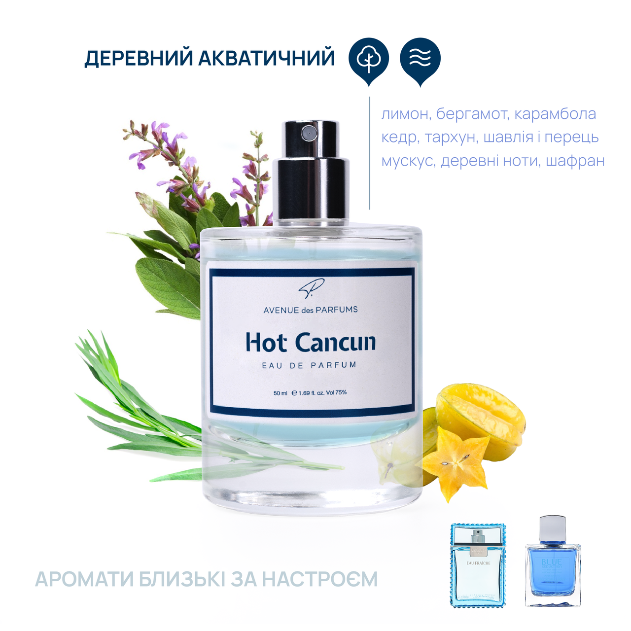 Мужские духи Hot Cancun (Man Eau Fraiche,Blue Seduction)  AVENUE des PARFUMS, фото 1