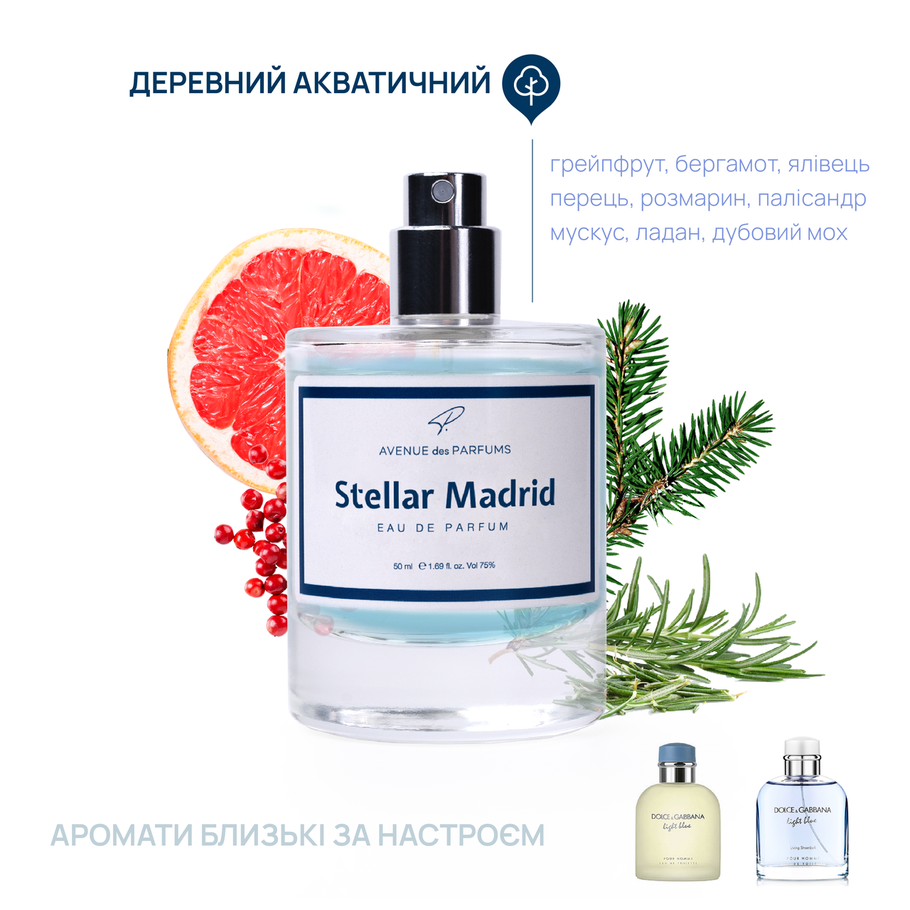 Мужские духи Stellar Madrid (Light Blue) аромат Мадрида AVENUE des PARFUMS, фото 1