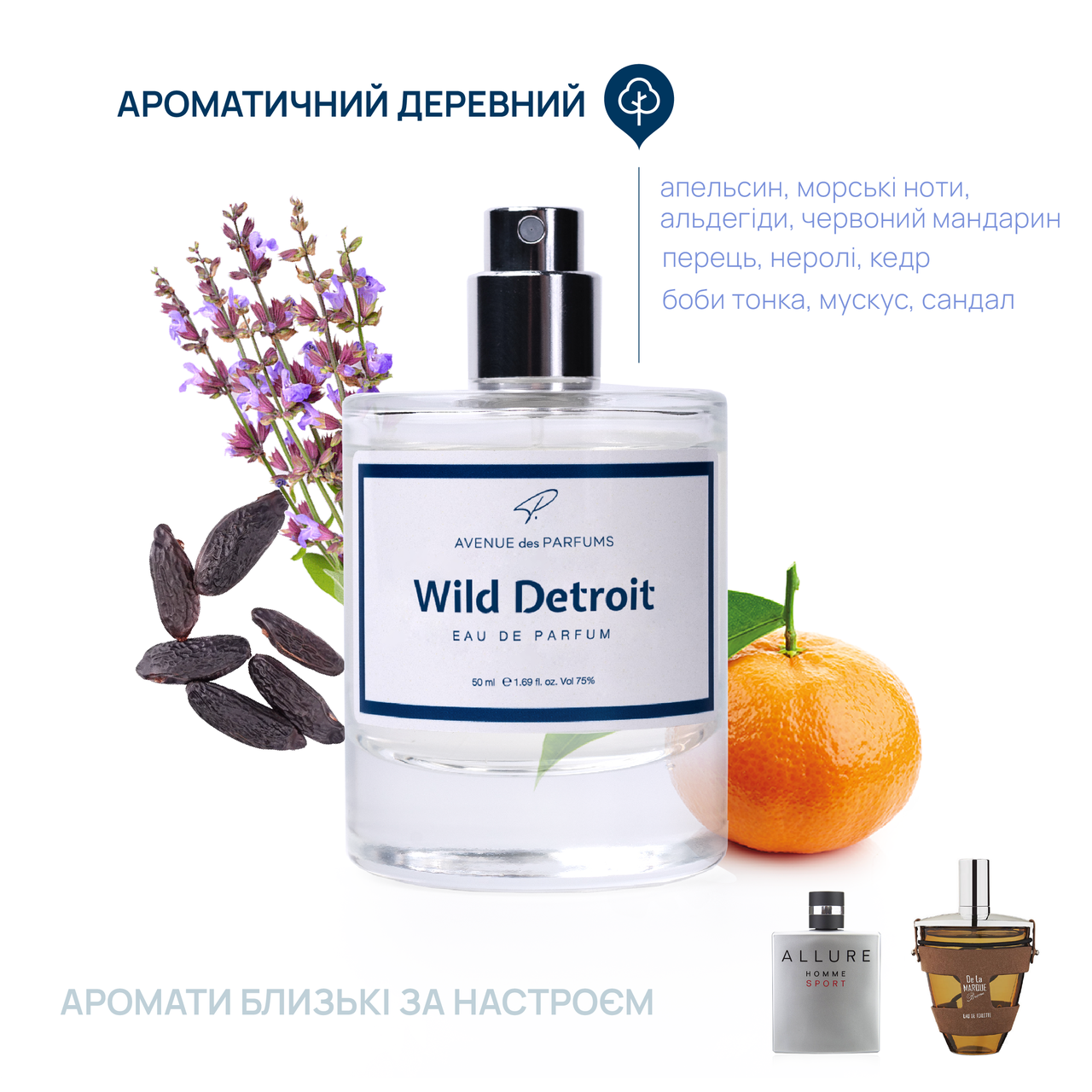 Духи мужские Wild Detroit (Allure homme Sport) парфюм AVENUE des PARFUMS, фото 1