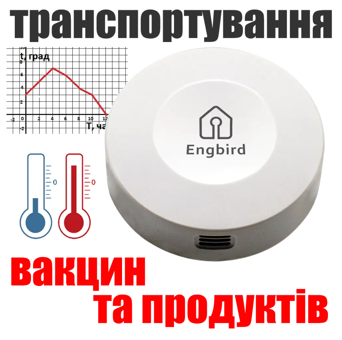 Реєстратор логгер температури і вологості, для рефрижератора, теплиці, вакцин, вирощування грибів