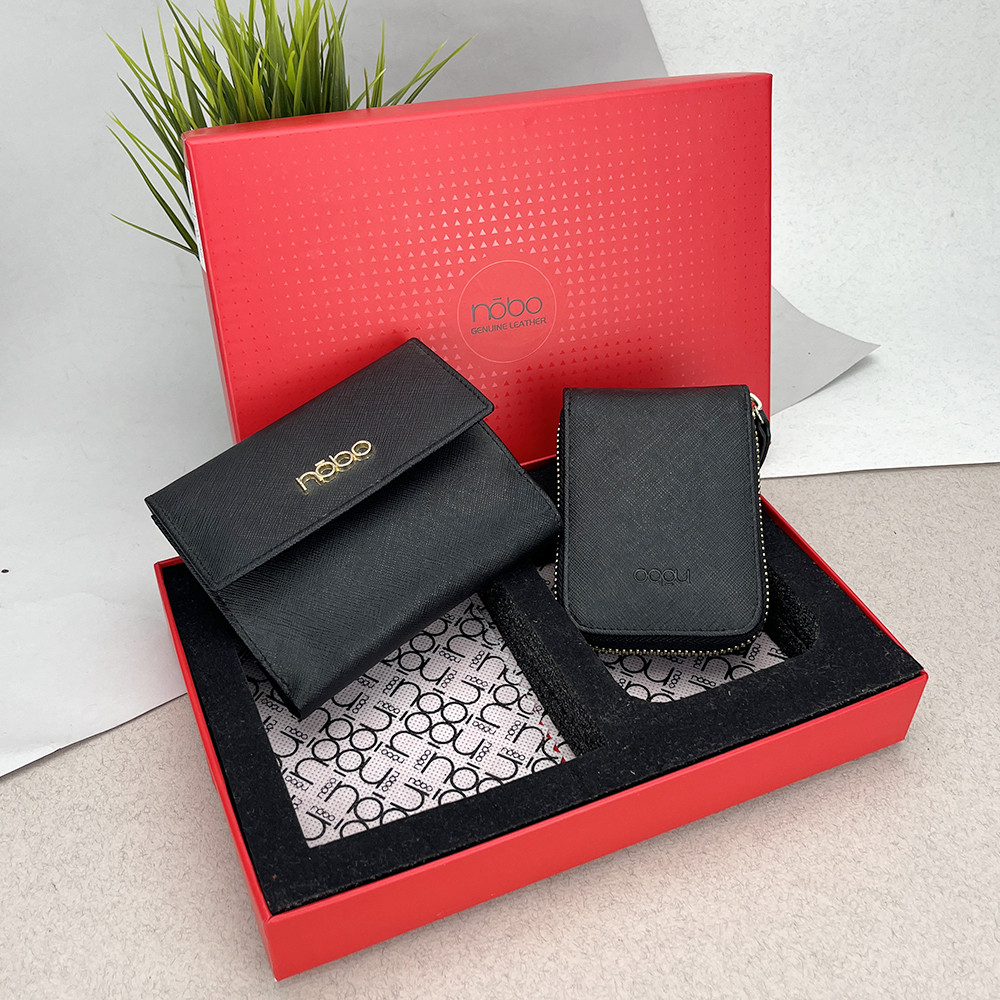 Подарунковий набір жіночий Nobo NSET-W02-C020 чорний (гаманець і картхолдер)