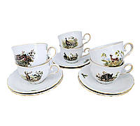 Сервиз чайный Gloria fine porcelain Bavaria Handwork Bayreuth Made in Germany Охота 12 предметов d-16см, 250мл