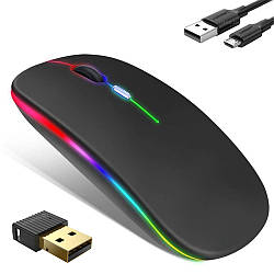Бездротова миша з RGB підсвічуванням, Bluetooth, 1600DPI / Безшумна акумуляторна миша для комп'ютера