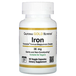 Iron Ferrochel Bisglycinate 36 мг California Gold Nutrition 90 капсул