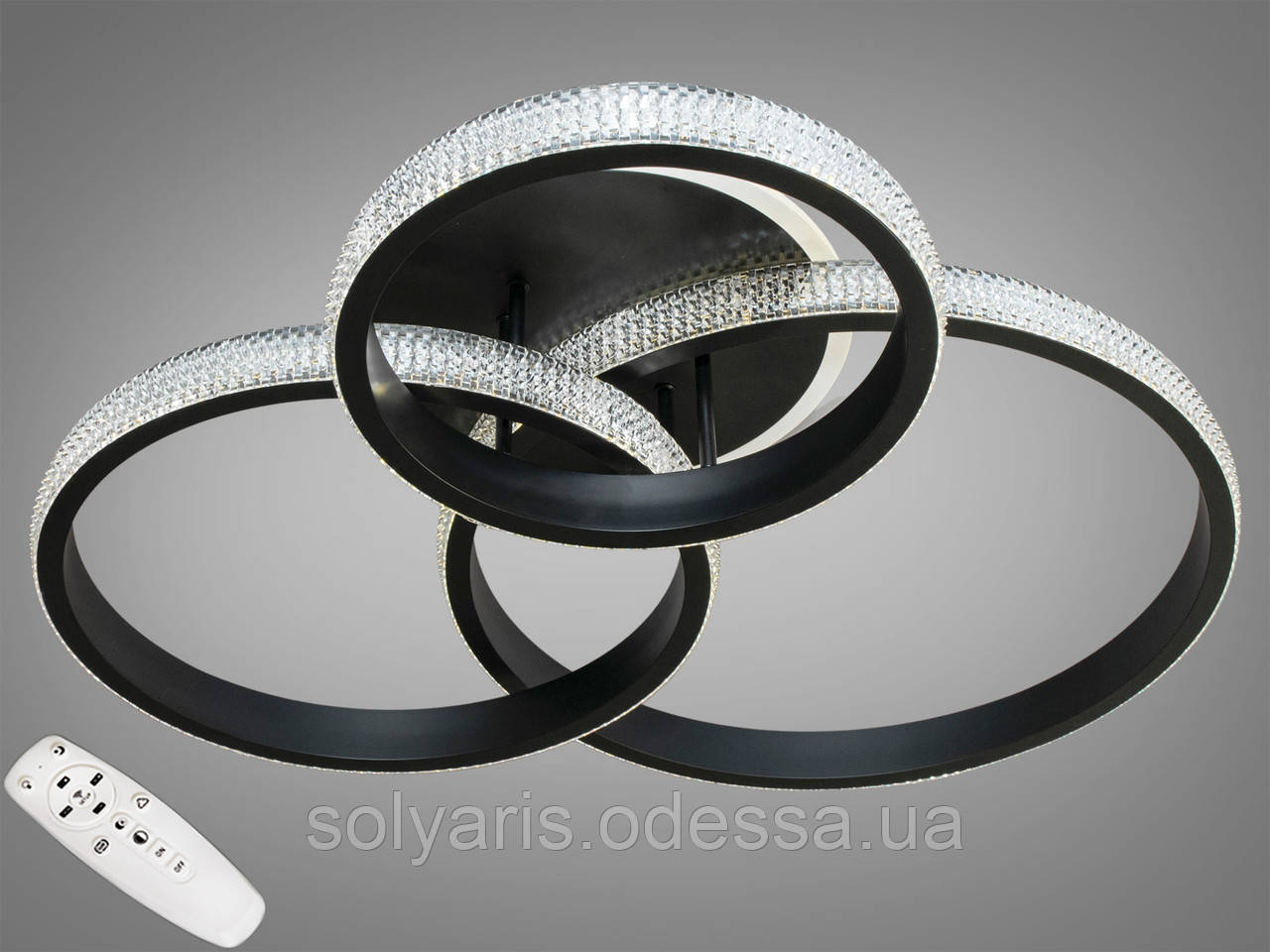 Стельова LED-люстра з димером і підсвіткою, 100W 6008/3BK, фото 1