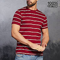 48 - 56. Бордовая мужская футболка 100% Cotton из мягкого и приятного материала