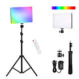 Світлодіодна прямокутна лампа 23х16см RGB F99 з пультом та штативом 2м студійне світло для фото та відеозйомок, фото 10