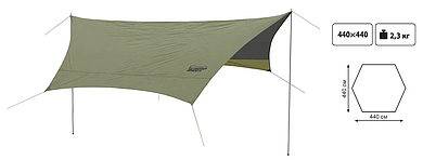 Тент Tramp UTLT-034 Lite Tent 4.4x4.4м зі стійкамі зелений