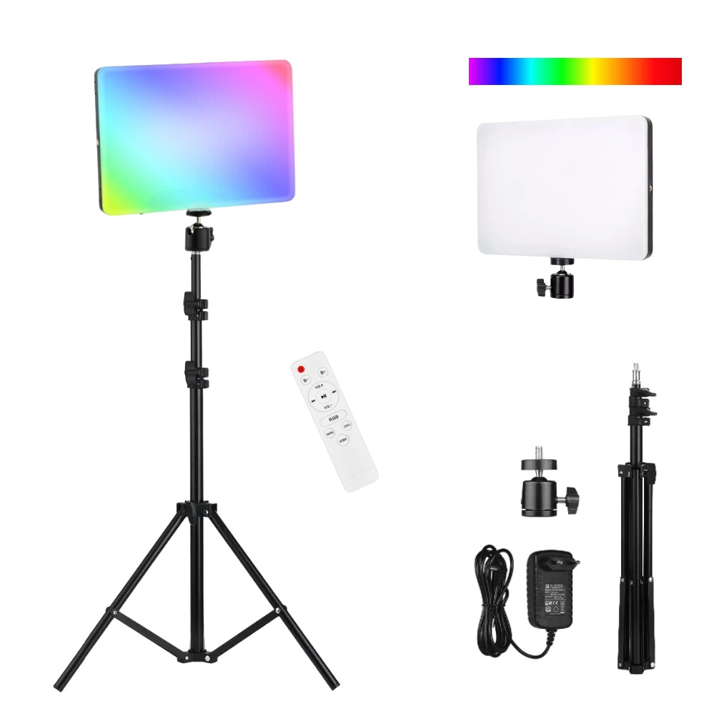 Прямокутна світлодіодна лампа 23х16см RGB F99 для студійного освітлення фото та відео з пультом та штативом 2м, фото 1