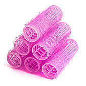 Бігуді для завивки волосся з липучкою діаметр 15 мм упаковка 6 шт рожеві