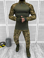Тактический костюм пиксель Demir tactical, военная форма пиксель с убаксом для ЗСУ, весенняя форма пиксель
