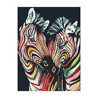 Алмазная мозаика Strateg ПРЕМИУМ Цветные зебры 30х40 см HX043