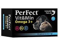 Perfect Vit&Min Omega 3+ витамины для собак и кошек с рыбьим жиром, 50 капсул по 0,5 гр