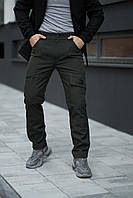 Мужские зимние тактические штаны SoftShell хаки на флисе Брюки карго теплые Софт Шелл с начесом (G)