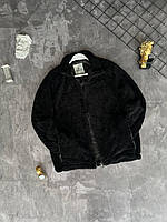 Мужская куртка Moncler черная плюшевая без капюшона Куртка тедди Монклер весенняя осенняя M (B)
