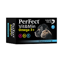 Perfect Vit&Min Omega 3+ витамины для собак и кошек с рыбьим жиром, 50 капсул по 1 гр