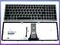 Клавиатура для LENOVO IdeaPad G500s, G505s, S500, S510p, Z510,Flex 15, 15D (RU Black с рамкой Silver и