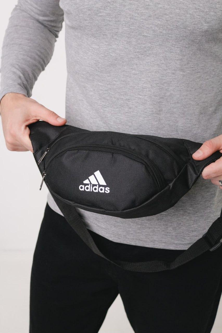 Сумка бананка на пояс Adidas чорна бананка через плече адідас поясна сумка унісекс текстильна