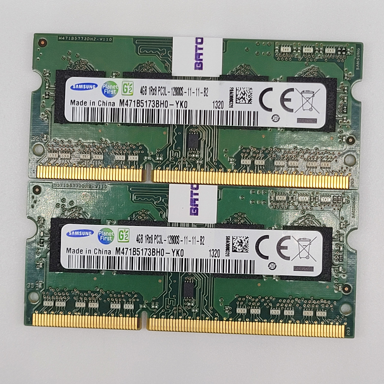 Пара оперативної пам'яті для ноутбука Samsung DDR3L 8Gb (4Gb+4Gb) 1600MHz 12800s CL11 (M471B5173BH0-YK0) Б/В