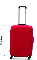 Чехол накидка для среднего чемодана размер М из дайвинга красный однотонный текстильный чехол для чемодана M