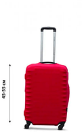 Чехол накидка на маленький чемодан размер S из дайвинга красный однотонный текстильный чехол для чемодана