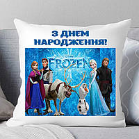 Подушка для девочки С днем Рождения "Холодное сердце". Подушка Frozen disney